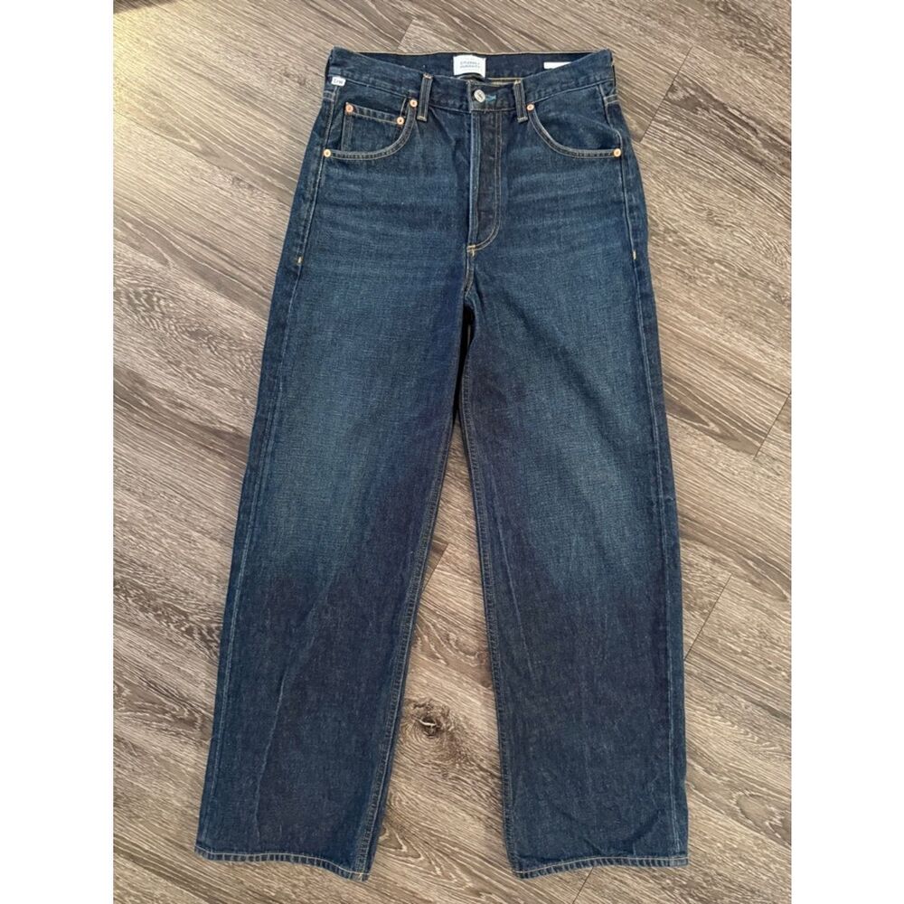 Citizens Of Humanity Dark Blue High-Rise Straight Jeans